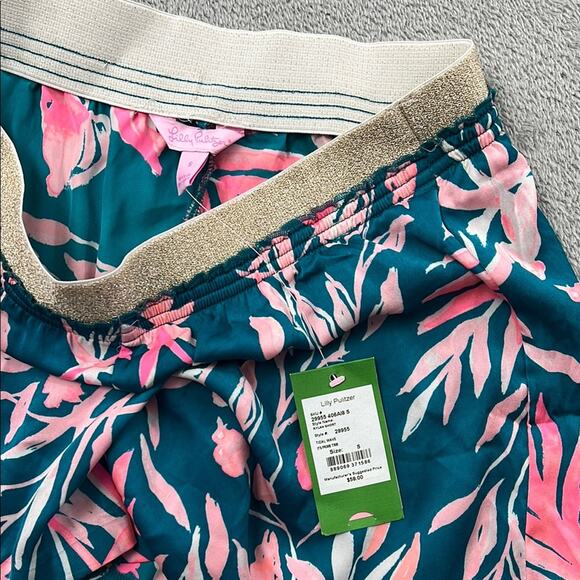 NEW Lilly Pulitzer S Rylan Short Tidal Wave Its Prime Time Gold Waistband - Picture 1 of 10